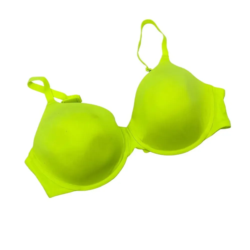 SKIMS Fits Everybody T-Shirt Demi-Bra Green Highlighter Stretch 38D NEW_4